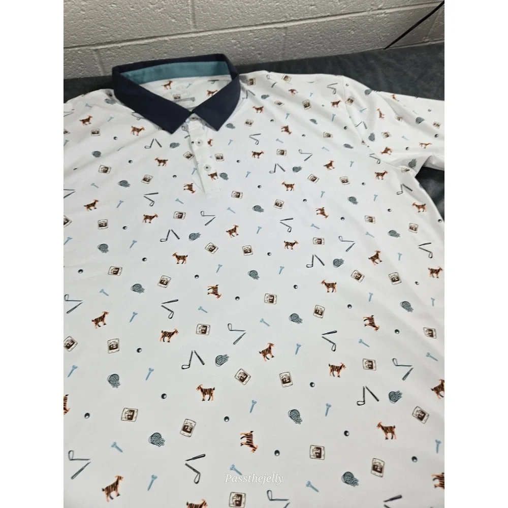 Swannie Shirt Mens XXXL Tour‎ Party All Over Print Golf Polo Drink Giraffe Print